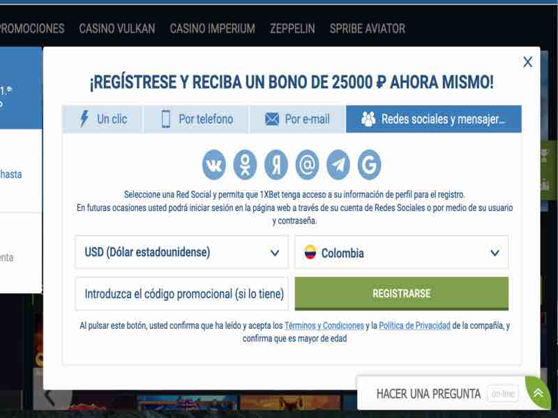 O registo no casino 1xbet não demora mais do que 1-2 minutos e depende do método escolhido