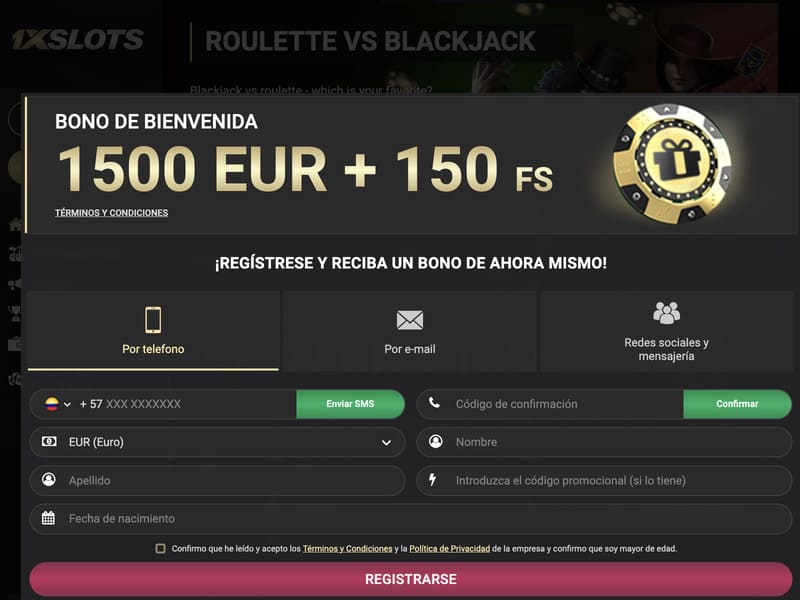 Registro en el sitio oficial del casino 1xSlots