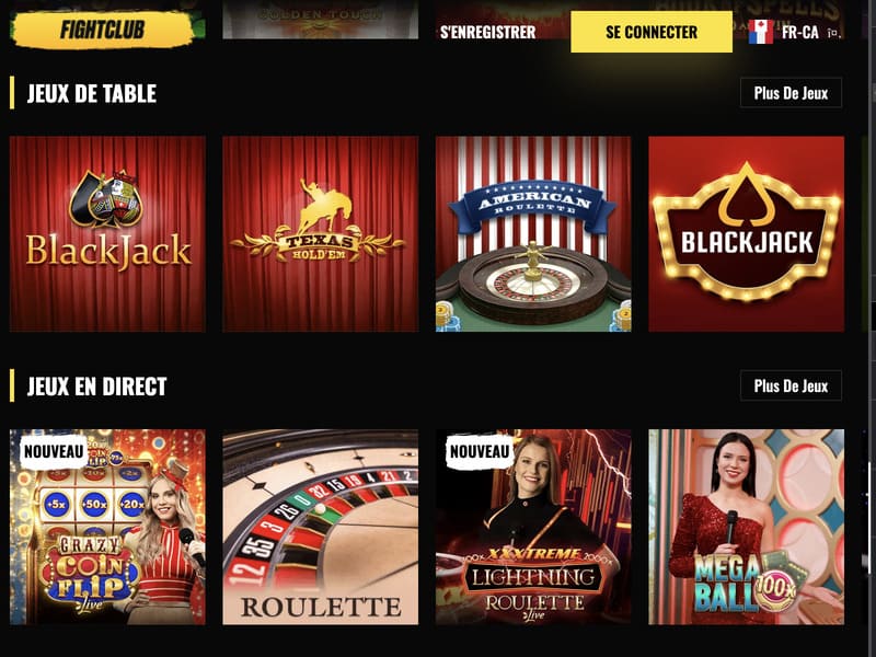 Réapprovisionnement du compte dans le casino Fight Club