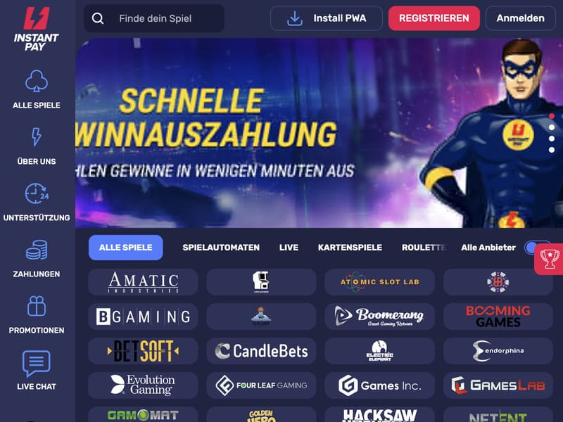 InstantPay-Casinospiele - Registrierung bei Aviator