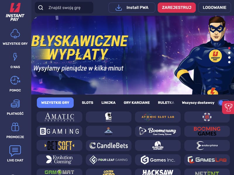 Gry kasynowe InstantPay - rejestracja w Aviator