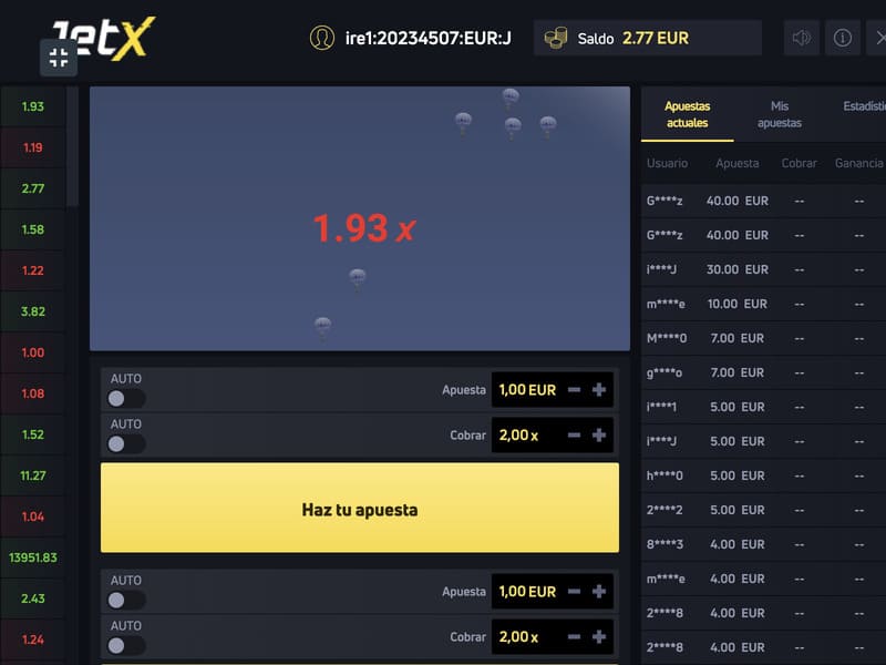 Beneficios de la caída del juego JetX