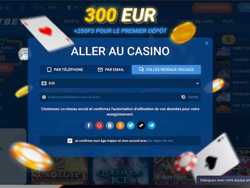 Enregistrement à Mostbet avec un compte de réseau social