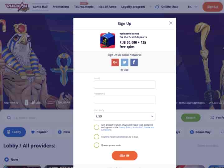 Rejestracja w Vulkan Vegas, aby grać w Aviator