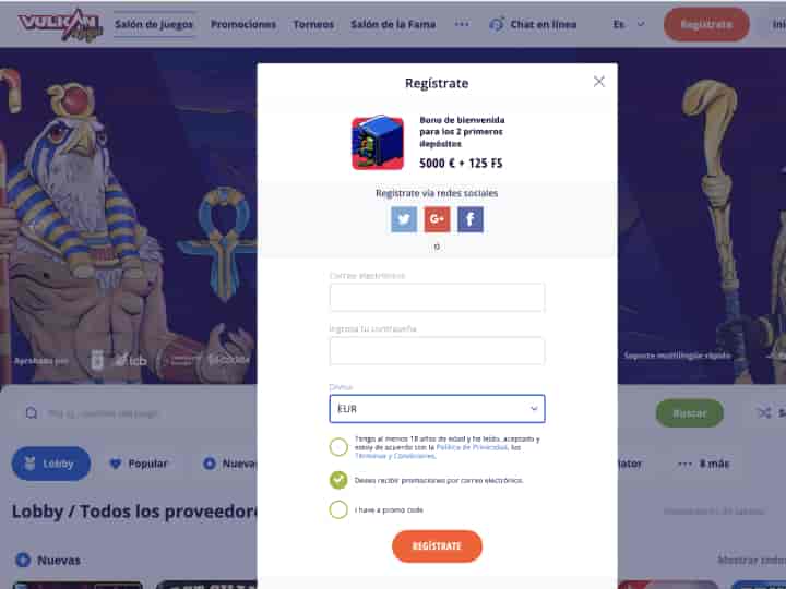 Registro en Vulkan Vegas para jugar Aviator